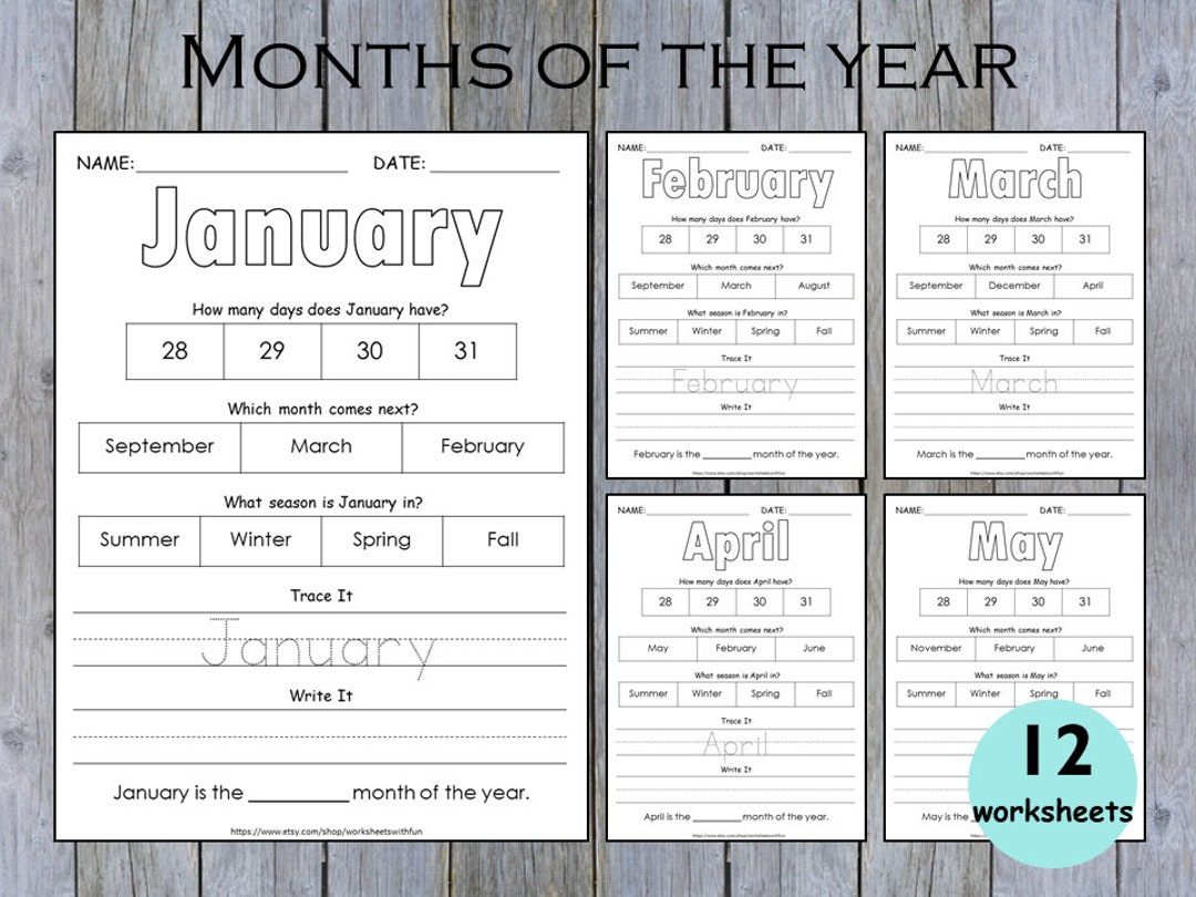 Months of the Year Worksheets Printable, Kindergarten Curriculum ...