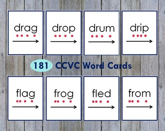 CCVC Words Flash Cards Printable, Blending CCVC, Fluency Flashcards, Reading CCVC, Kindergarten Phonics, Grade 1, Homeschool