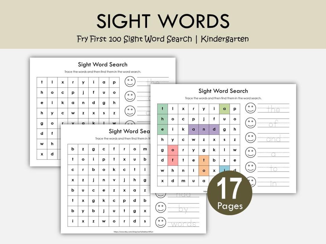 Fry First 100 Sight Words Worksheets, Read Trace Write Sight Words ...