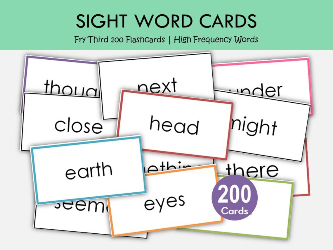 Fry Third 100 Sight Word Flashcards Printable, High Frequency Words ...