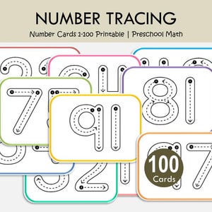 Cartões de Traçado de Números de 1 a 100 para Imprimir, Cartões de Matemática para Educação Infantil, Formação de Números no Jardim de Infância, Cartões de Contagem Montessori, Matemática para Educação Domiciliar