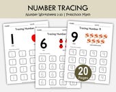 Number Tracing Worksheets 1-10, Preschool Number Practice, Counting and Tracing Activities, Pre K Math Worksheets, Kindergarten Numbers