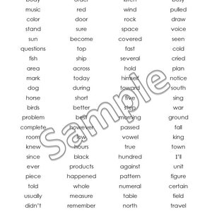 Fry Fourth 100 Sight Word Flashcards Printable (301-400) | High ...