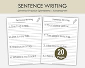 Sentence Writing Worksheets for Kindergarten | Simple Sentences Practice | Capital Letters & Punctuation | Writing Printable