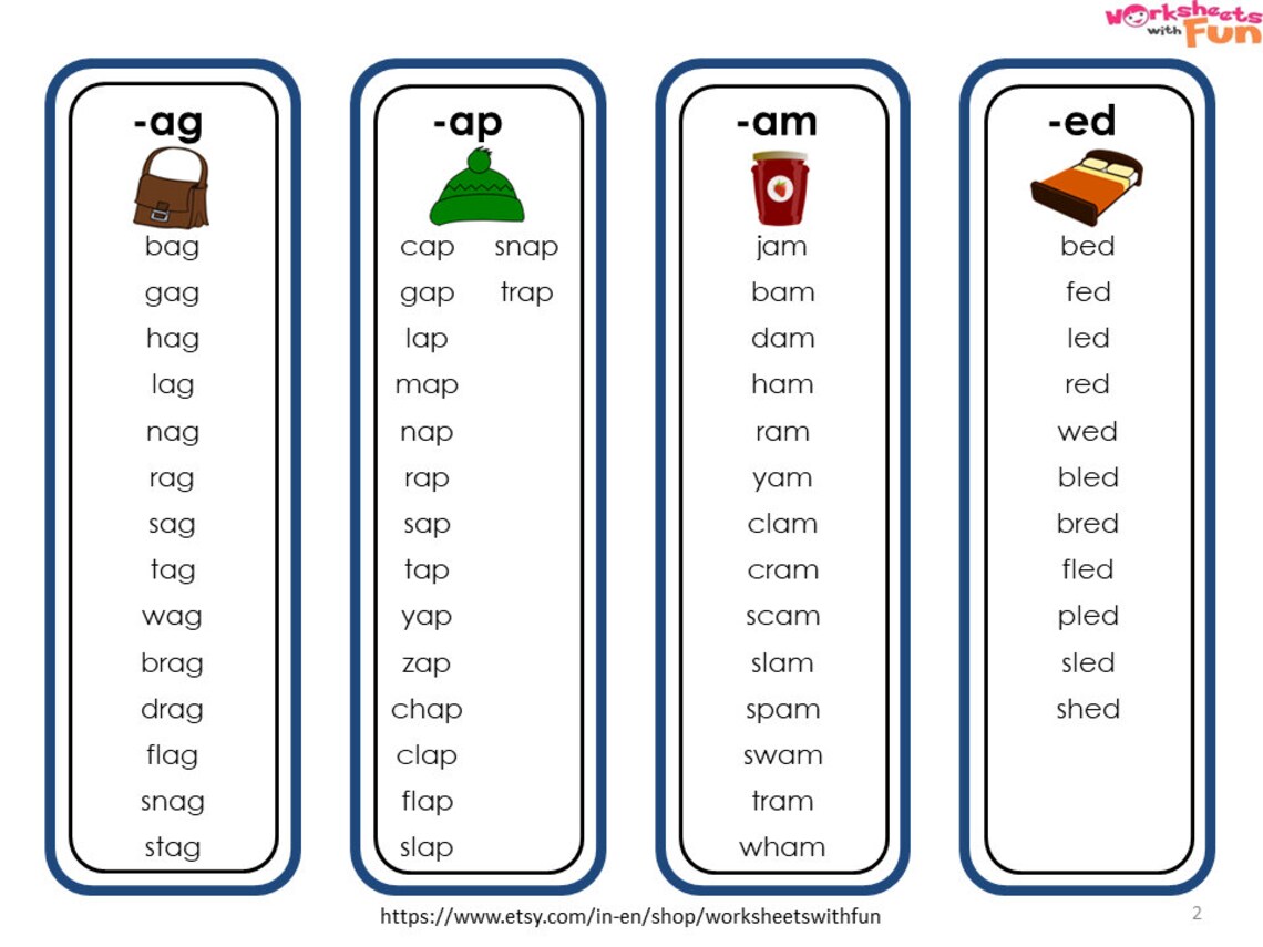 List Of Cvc Words Printable