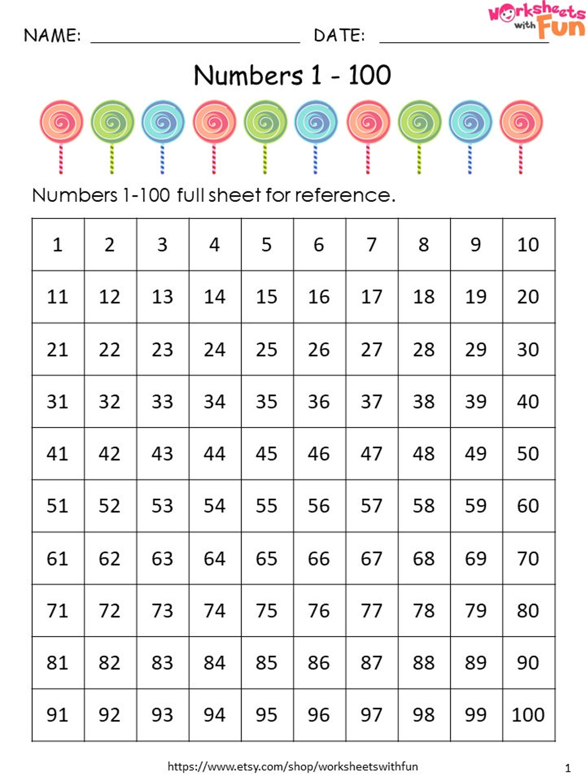 kindergarten math worksheets missing numbers 1 100 etsy