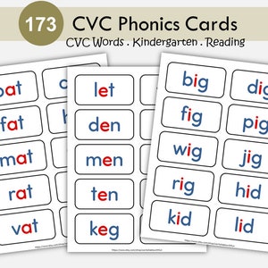 Phonics, cartes-éclair de mots CVC, consonnes voyelles, orthographe et lecture phonétiques imprimables, mélange de mots CVC, maternelle, éducation
