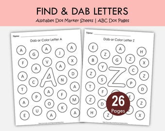 Alphabet Dot Marker Worksheets, Find Dab Uppercase Letters, ABC Activity Printable (26 Pages)