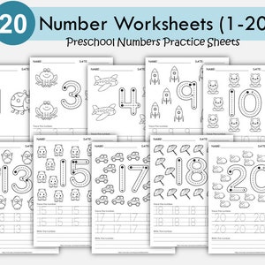 Number Worksheets 1-20 | Tracing, Writing and Coloring Numbers | Preschool & Kindergarten Math Printable | Counting Activity | Homeschool