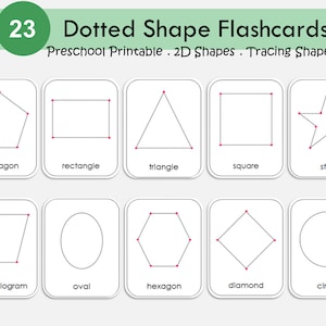 Cartes de calque de forme 2D en pointillés imprimables | Activité d'apprentissage pour les enfants d'âge préscolaire et les tout-petits | Feuilles de travail sur le traçage de formes pour enfants | Téléchargement instantané