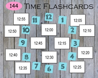 Telling Time to the Hour, Half Hour, Minutes Flashcards, Math Activity, Kindergarten, First Grade, Learn to Tell The Time, Homeschool