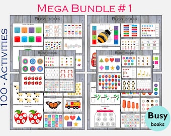 Toddler Busy Book Printable Bundle | ABC, Numbers, Colors, Shapes Matching Activities