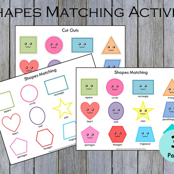 Shapes Matching Activity for Toddlers, Shapes Printable for Children, Shapes Worksheets, Preschool Curriculum, Quite Book, Busy Book Pages