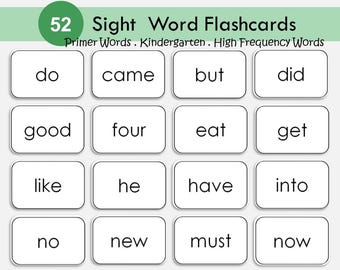 Dolch Sight Word Flashcards: Primer Level 2 (Digital Download)