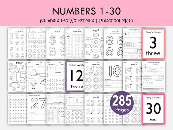 Number of the Week Printable Worksheets, Number Worksheets 1–30, Number Tracing, Number Counting, Preschool Curriculum, Toddler Workbook