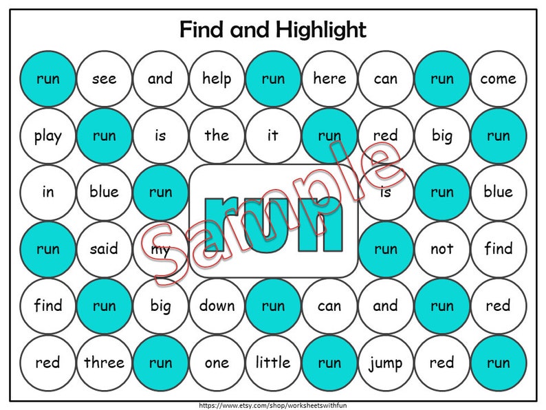 Dolch Pre Primer Sight Word Search Worksheets | Sight Word Dab It ...