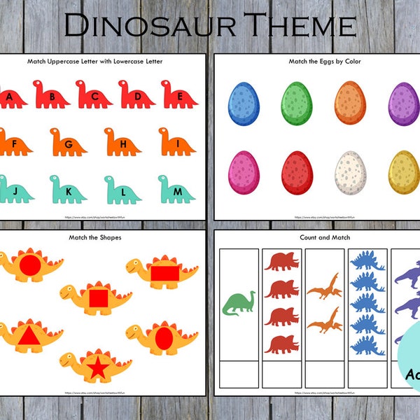 Printable Busy Book for Toddlers – Dinosaur Theme, Preschool Curriculum, Learning binder, Montessori Busy Binder, PreK Quiet Book, PDF