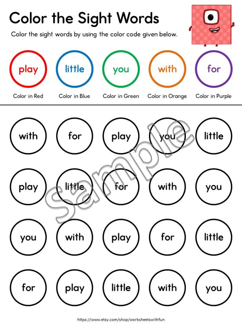 Grade 1 Sight Words Word Search Color by Code Worksheets, High ...