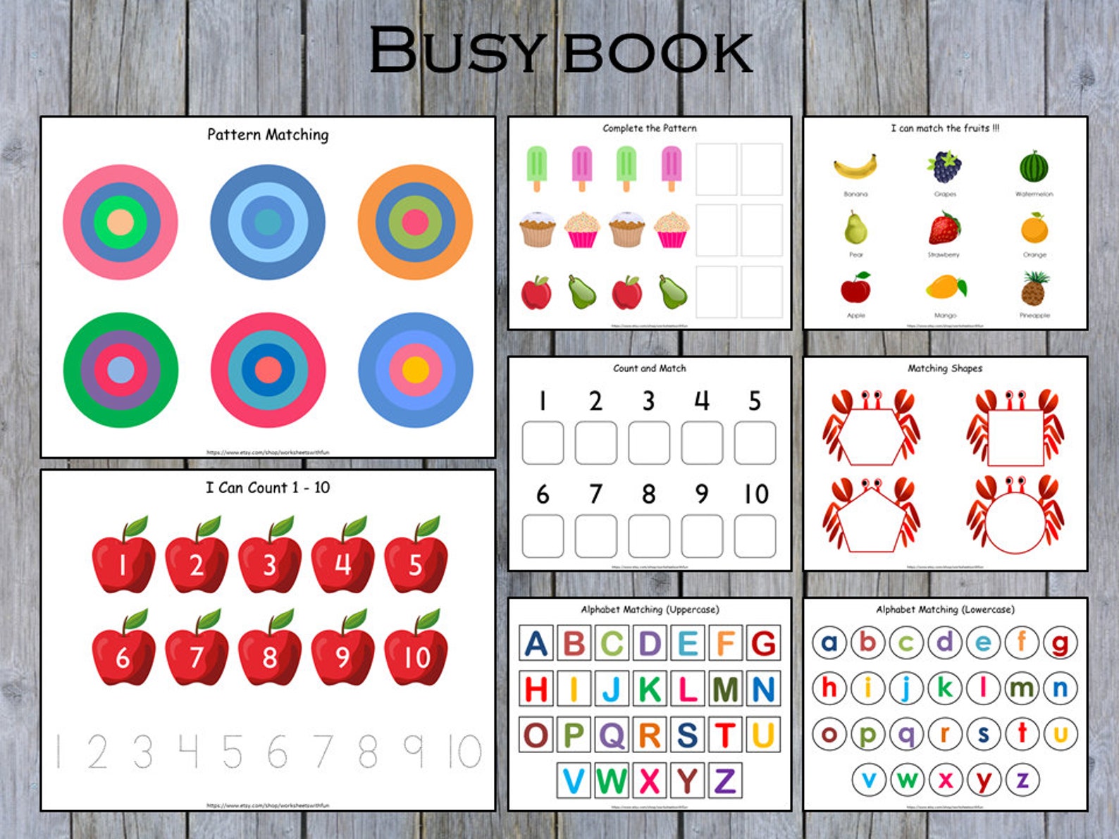 Preschool Busy Book Worksheets Printable Preschool - Etsy