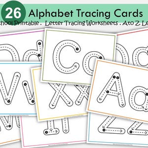 Alphabet-Verfolgungskarten, Buchstabenverfolgungskarten, Buchstaben des Alphabets Arbeitsblätter, Vorschul-Karteikarten zum Ausdrucken, ABC-Karten, Vorschul-Lehrplan