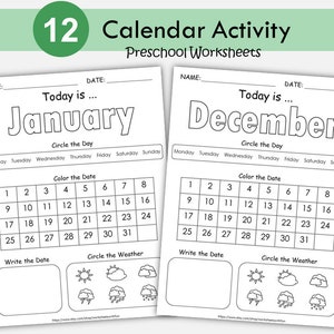 Preschool Calendar Worksheets Printable, Kids Monthly Digital Calendar ...