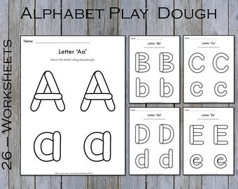Alphabet Play Dough Tracing Printable Preschool Worksheets, Alphabet Activities Sheets, Learning Letters, Nursery Classroom, Kids Education