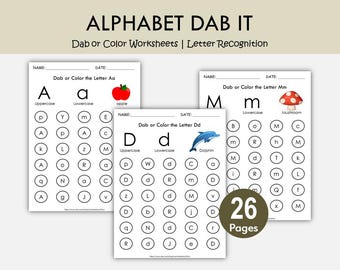 Alphabet It Worksheets | Letter Recognition Dot Marker Printables for Preschool & Kindergarten