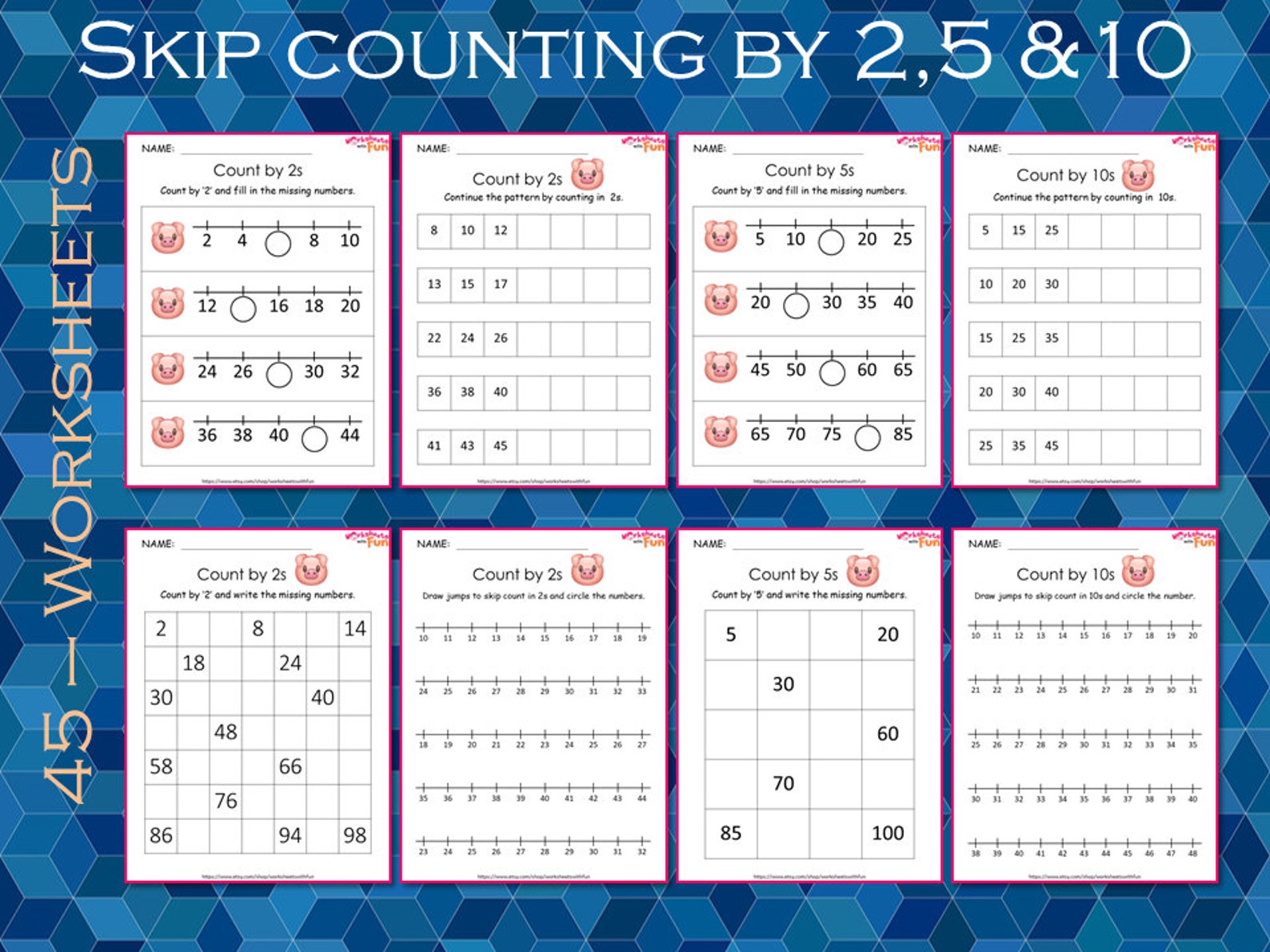 Skip Counting Worksheets Kindergarten Missing Numbers Count - Etsy