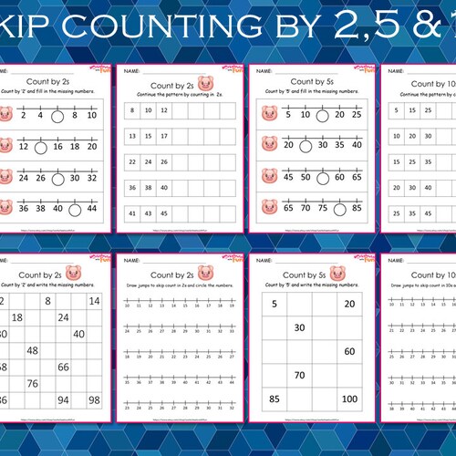 skip counting worksheets kindergarten missing numbers count etsy australia