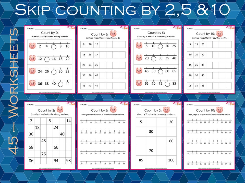 skip counting worksheets kindergarten missing numbers count etsy