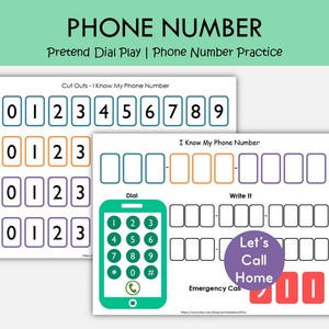 Phone Number Practice Worksheet for Kids Printable | Preschool Kindergarten Math | Learn & Memorize Phone Numbers Activity