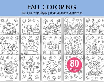 Fall Coloring Pages, Fall Coloring Book, Fall Coloring Sheets, Autumn Coloring Pages, Autumn Activities, Fall Digital Download