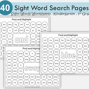 Dolch Pre-Primer Sight Word Search Worksheets | Dab or Color Sight Words | Kindergarten Literacy Center | No Prep Printable | Homeschool