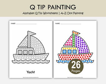 Alphabet Q-Tip Painting Worksheets, Preschool Fine Motor Dot Art Activity (PDF)