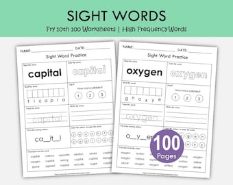 Feuilles de travail sur les mots à vue Fry 901-1000 imprimables, 10e cent mots à vue, mots à haute fréquence, activités de lecture pour la maternelle PDF