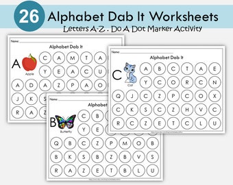 Alphabet Search and Dab Worksheets Uppercase Letter Dab It Recognition Activities Printable ABC Worksheets for Preschool & Kindergarten
