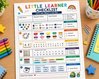 Preschool Skills Assessment Printable | Colors, Shapes, Numbers, Letters Checklist | Kindergarten Readiness Assessment