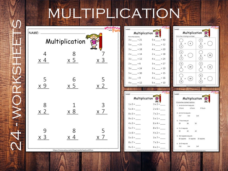 multiplication worksheets printables single digit etsy