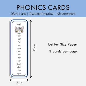 Learn to Read CVC Words, Phonics Cards Printable, Kindergarten Reading, CVC Word Family Lists, Phonetic, Toddlers, Homeschool Kids Resource image 2