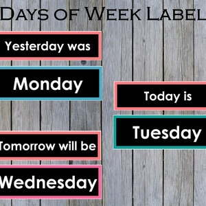 Days of the Week Labels Printable Days of the Week - Etsy