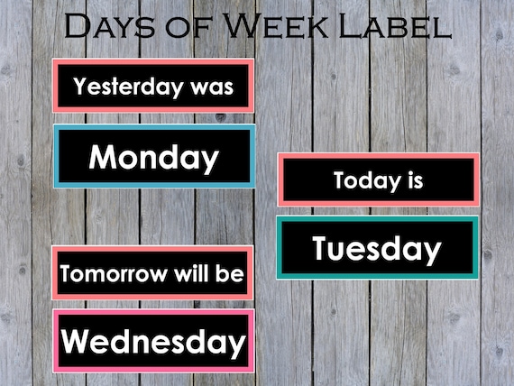 Days of the Week Labels Printable Days of the Week - Etsy
