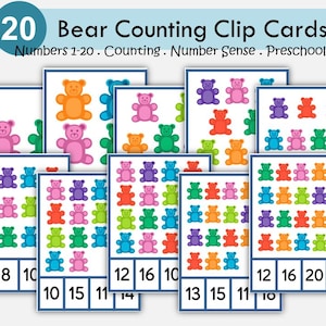Attività di conteggio Montessori per bambini piccoli, pratica di abbinamento dei numeri da 1 a 20, risorse di apprendimento della matematica, scuola materna, asilo, istruzione parentale