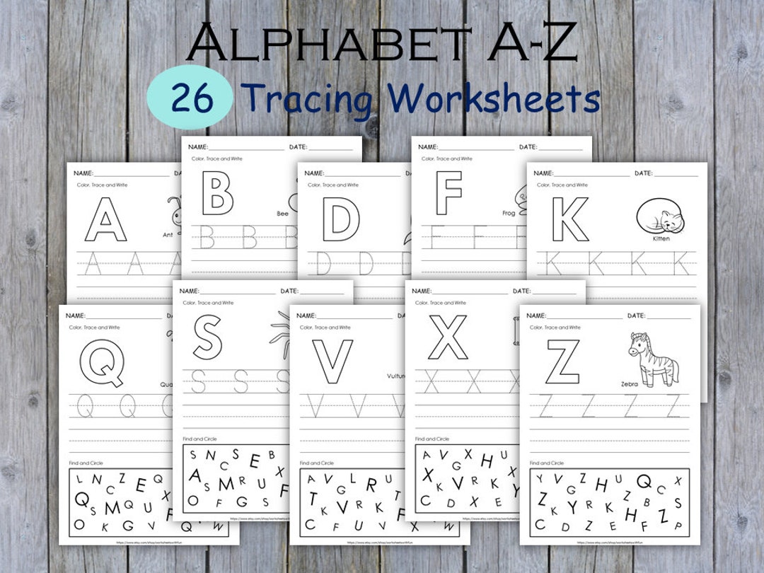 Alphabet Worksheets Printable for Kids, Letter A-Z Tracing Workbook ...