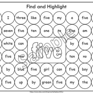 Sight Word Search Worksheets | Dab & Color Sight Word Practice | Preschool Kindergarten Reading Printables image 4