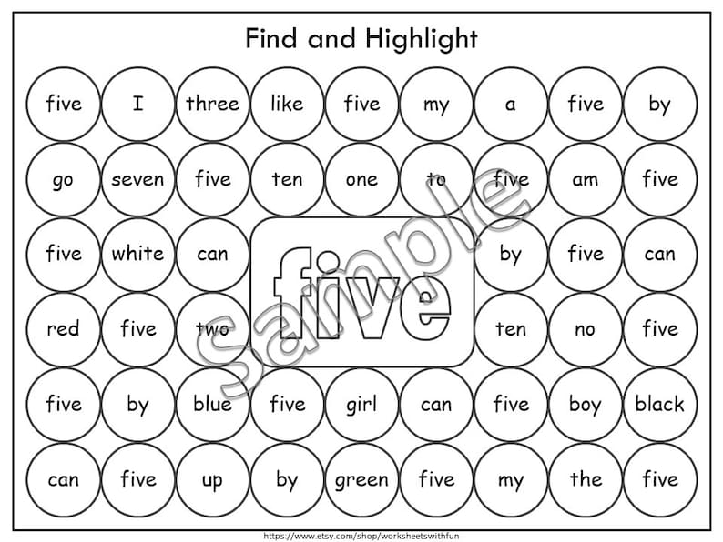 Sight Word Search Worksheets | Dab & Color Sight Word Practice | Preschool Kindergarten Reading Printables image 4