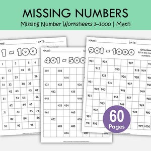 Missing Numbers Worksheets 1–1000 Printable | Number Sequencing Math Worksheets for Grades 1–3