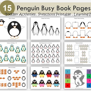 Livre occupé pour tout-petit - imprimable sur le thème pingouin, classeur occupé maternelle, livre calme, pages de livre occupées, livre occupé maternelle, enseignement à domicile