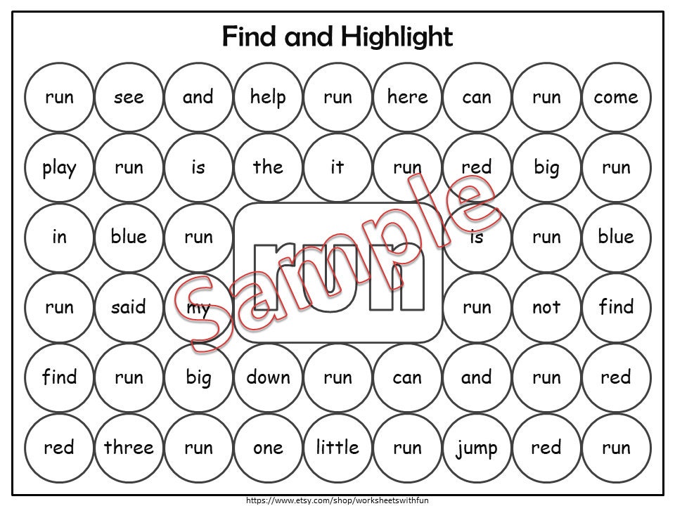 Dolch Pre Primer Sight Word Search Worksheets | Sight Word Dab It ...
