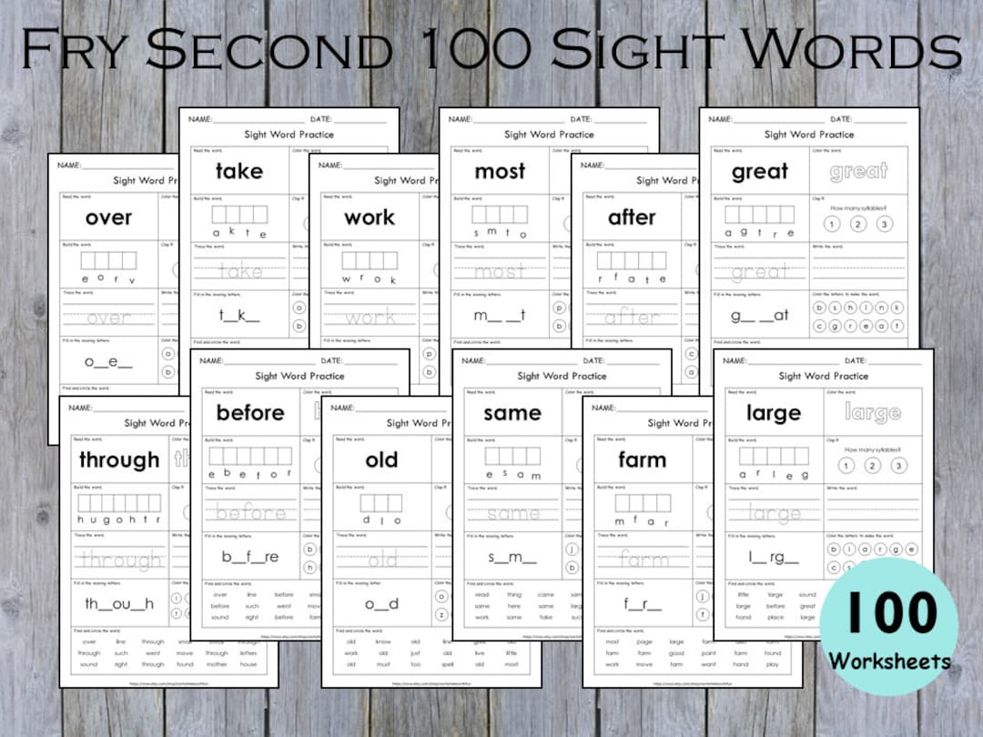 Sight Words Worksheets, Sight Word Practice, Sight Words Work Book, 100 ...