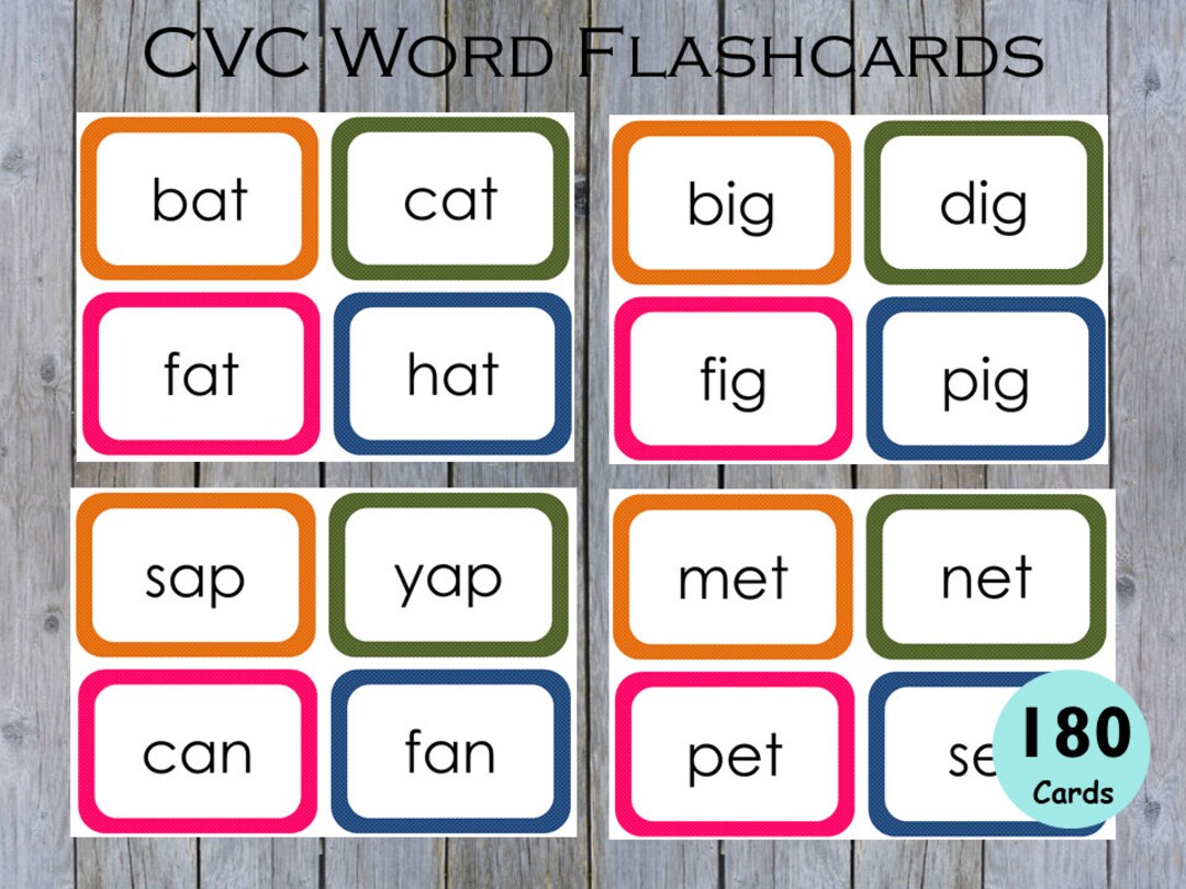 CVC Words Flash Cards Printable CVC Flashcards Learn to Etsy